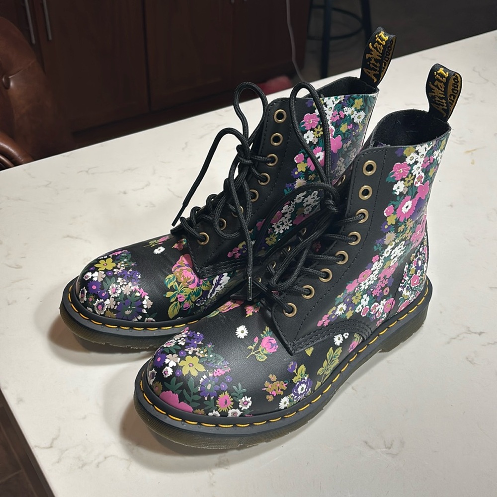 Dr. Martin’s floral lace up boots in size 8 US.